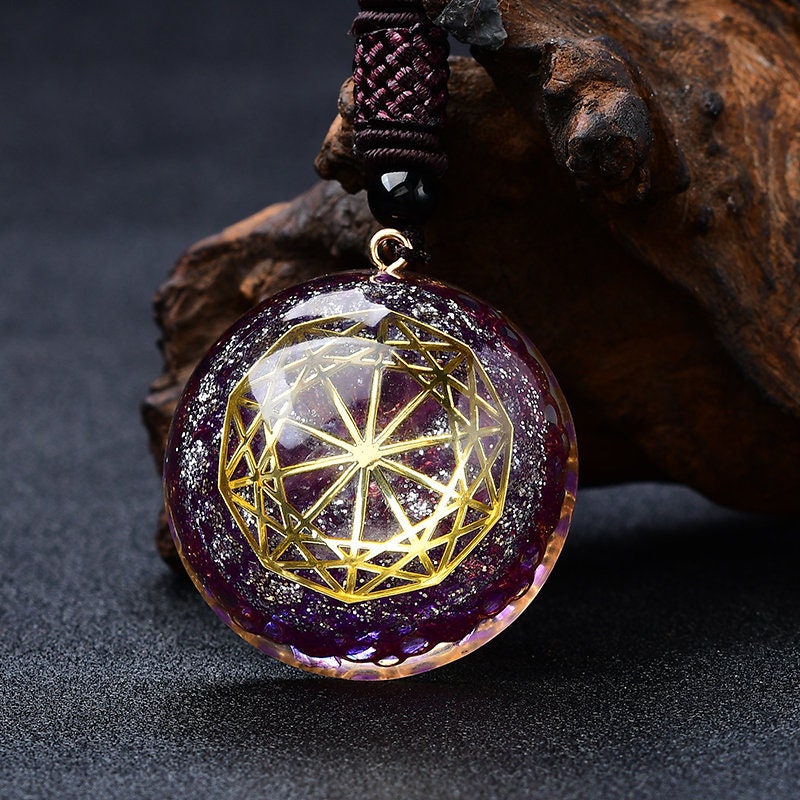 Purple Galaxy Orgone Eye Energy Generator Pendant Necklace Crystal Chakra Gold Ormus Amulet Healing Crystal Blue Chakras Meditation Gift