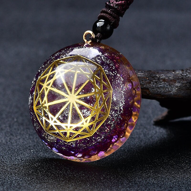 Purple Galaxy Orgone Eye Energy Generator Pendant Necklace Crystal Chakra Gold Ormus Amulet Healing Crystal Blue Chakras Meditation Gift