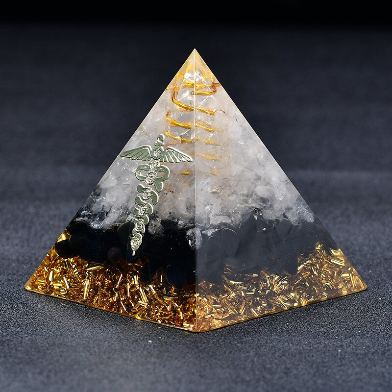 2.36‘’ Orgone Pyramid Chakra  Healing EMF Protection White Clear Quartz  Pillar Magic Orgonite Healing Meditation Hand Made DIY Gift