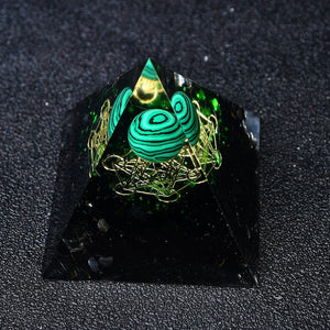 2.36‘’ Orgone Pyramid Green Malachite Sphere Chakra Energy Sphere Quartz Healing Orgonite Gift  Meditation Hand Made DIY Home Decor