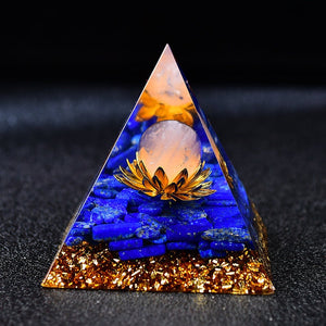 2.36‘’ Orgone Pyramid Lapis Chakra Lotus Quartz Meditation Sphere Energy Tower Magic Orgonite DIY  Chakra Healing Crystal  Home Decoration