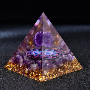 2.36‘’ Orgone Pyramid Magic Vision Crystal Hand Made Amethyst Ball Quartz Healing Meditation Home Decoration Collection Gift