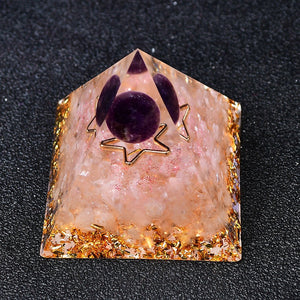 2.36‘’ Orgone Pyramid Star Chakra Amethyst Sphere Rose Quartz Healing Base Gift  Magic Orgonite DIY Healing Meditation Home Decor Collection