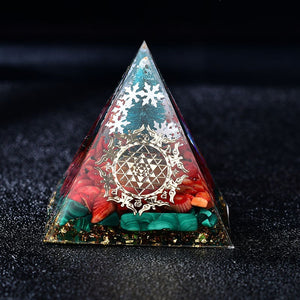 2.36‘’ Magic Orgonite Pyramid Hand Made Christmas Style Crystal Christmas Tree Snowflake  Orgone Home Decoration Collection Holiday Gift