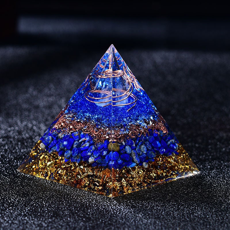 2.36‘’ Orgone Pyramid DIY Energy White Quartz Crystal Pillar EMF Protection  Orgonite Healing Meditation Lapis Base Decoration Collection