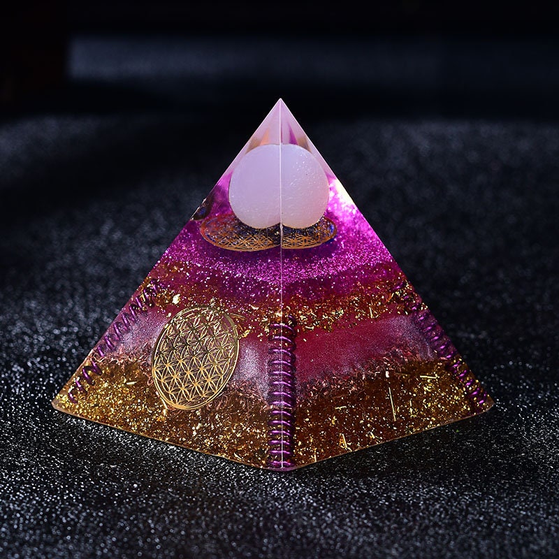2.36‘’  Pink Orgone Pyramid Chakra Healing EMF Protection Rose Quartz Sphere Magic Orgonite Healing Meditation Hand Made DIY Gift