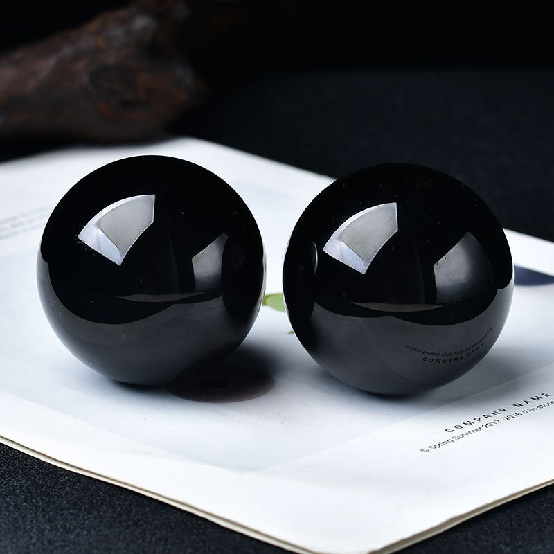 2.5'' 0.6LB Black Obsidian Sphere Natural Crystal Healing Ball Meditation Decor