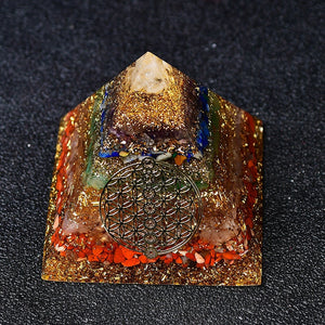 2.36‘’ Seven Chakra Orgone Pyramid Crystal Orgonite Tower EMF Protection Meditation Reiki Healing Energy Generator Collection Gift