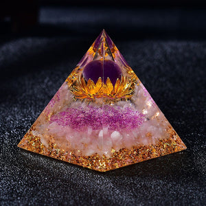 2.36‘’ Pink Orgone Pyramid Amethyst Chakra Lotus Quartz Meditation Sphere Energy Rose Quartz Base Magic Orgonite DIY  Healing Crystal