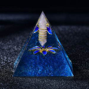 2.36‘’  Blue Lapis Lazuli Orgone Pyramid Energy Generator  White Quartz Crystal Pillar Magic Orgonite Gift Healing Meditation Hand Made