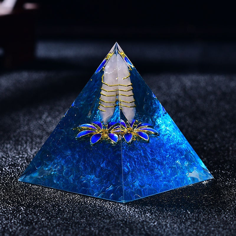 2.36‘’  Blue Lapis Lazuli Orgone Pyramid Energy Generator  White Quartz Crystal Pillar Magic Orgonite Gift Healing Meditation Hand Made