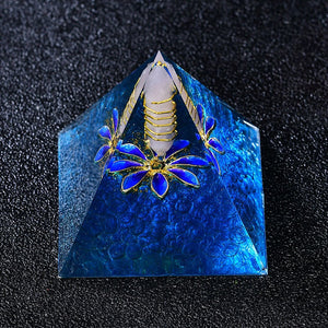 2.36‘’  Blue Lapis Lazuli Orgone Pyramid Energy Generator  White Quartz Crystal Pillar Magic Orgonite Gift Healing Meditation Hand Made