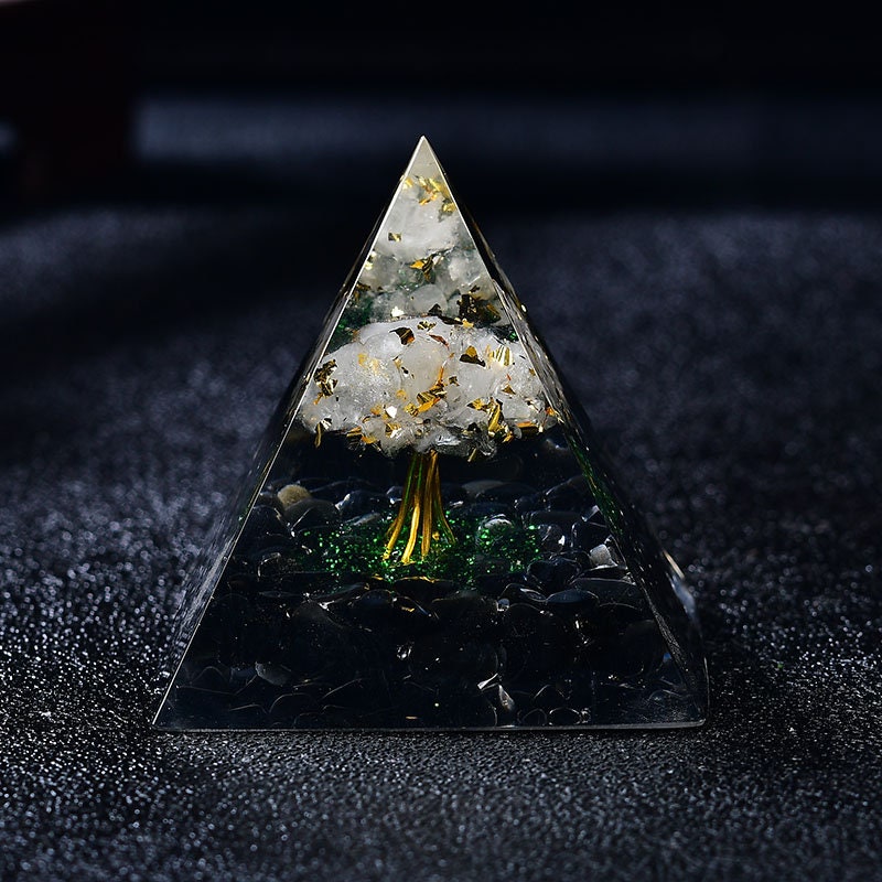 2.36‘’ Dandelion Desgin Orgone Pyramid Tree of Life Gift Quartz Healing Meditation Crystal Hand Made Home Decoration Collection