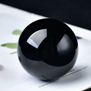 2.5'' 0.6LB Black Obsidian Sphere Natural Crystal Healing Ball Meditation Decor