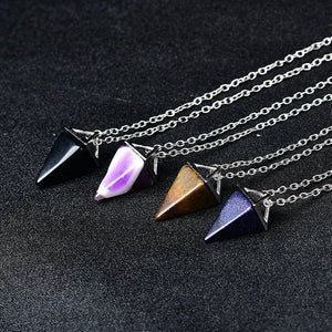 Gemstone Reiki Dowsing For Girlfriend Healing Pendulum Chakra Balancing Crystal Pendant Fashion Divination Gift for Mom Necklace Crystal DIY