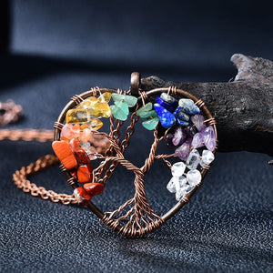 DIY Crystal Tree of Life Necklace Natural Crystal Tree Jewelry 7 Chakra Necklace Raw Crystal Necklace Metaphysical Gift for Girlfriend